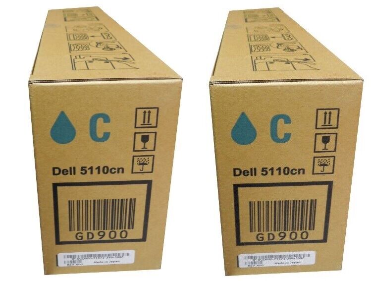 2 Factory Sealed GENUINE DELL GD900 Cyan Toner Cartridges 5110