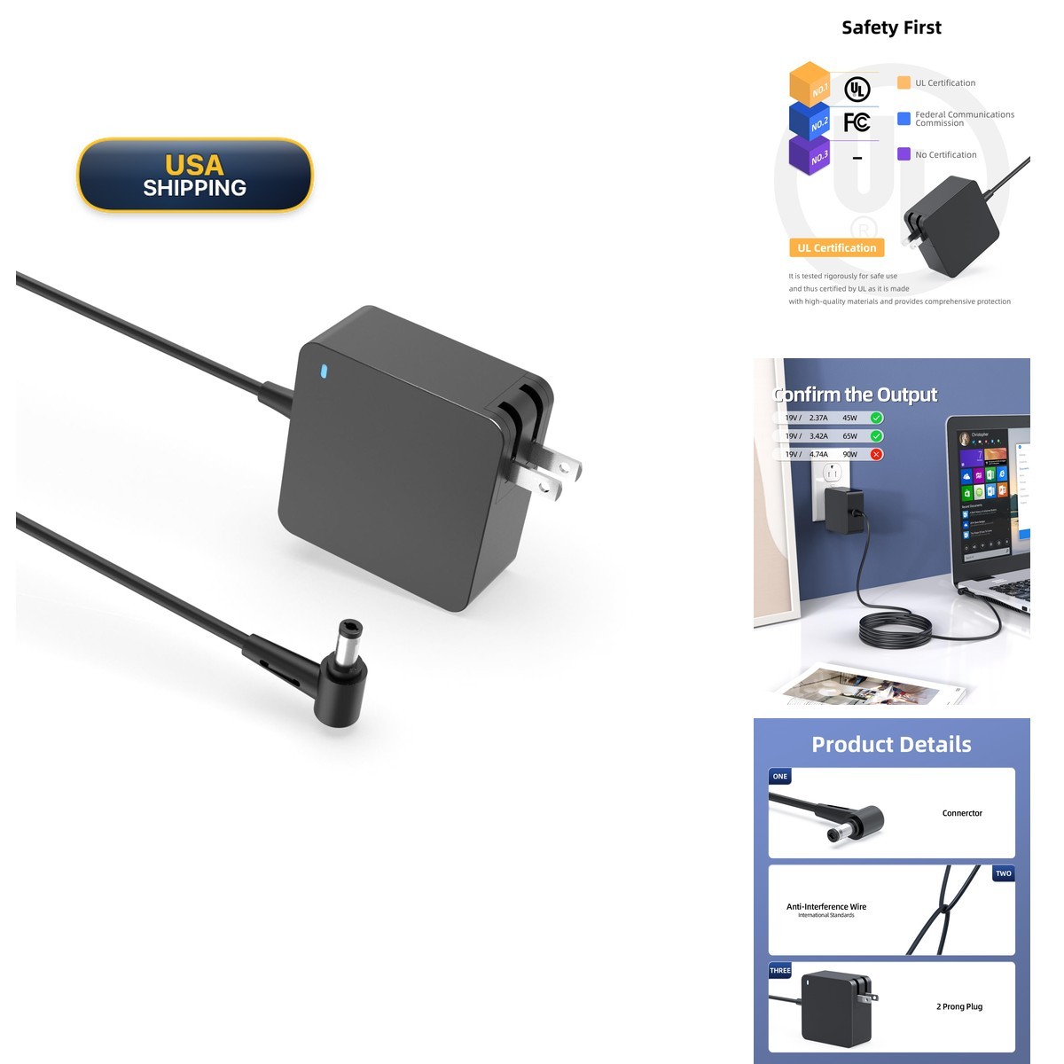 65W AC Adapter Charger Fit for Intel NUC NUC8CCHKR NUC8CCHB NUC7i3DN NUC7i5DN