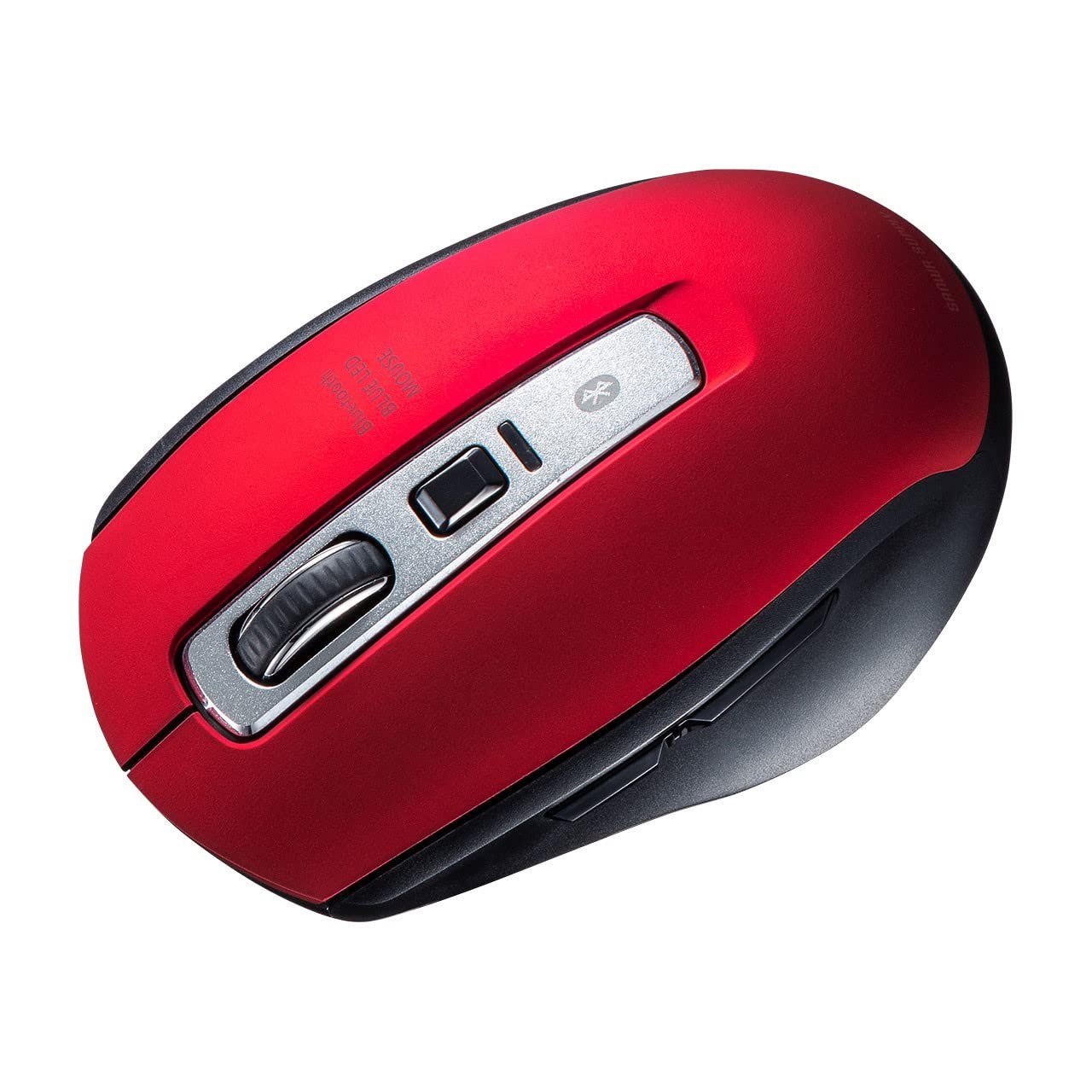 Sanwa Supply Silent Bluetooth 5.0 Blue LED Mouse, Red MA-BTBL162R