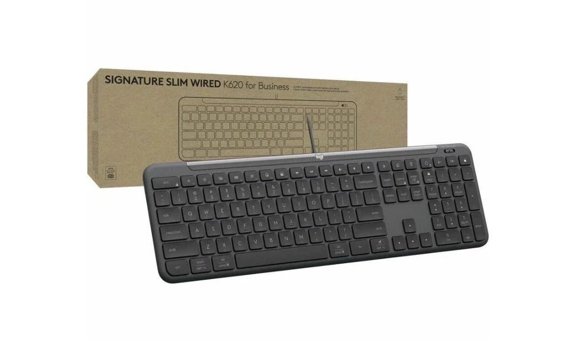 NEW Logitech Signature Slim Wired K620 for Business, Full-Size Keyboard Graphite
