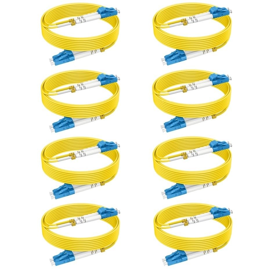8 PCS OS2 Fiber LC To LC Single Mode Patch Cables 1.6ft/0.5m 10G 9/125m 2.0mm