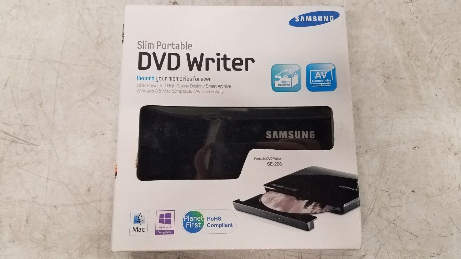 Samsung Portable DVD Writer Model SE-208 USB PC Mac RW Windows macOS
