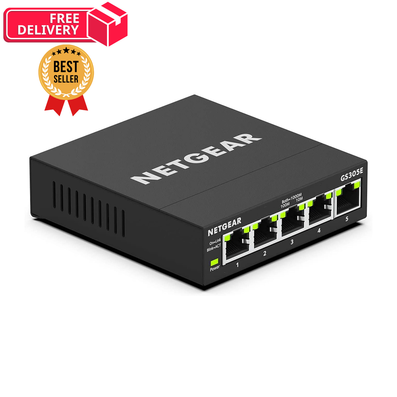 NETGEAR 5-Port Gigabit Ethernet Easy Smart Managed Network 5-Port, black