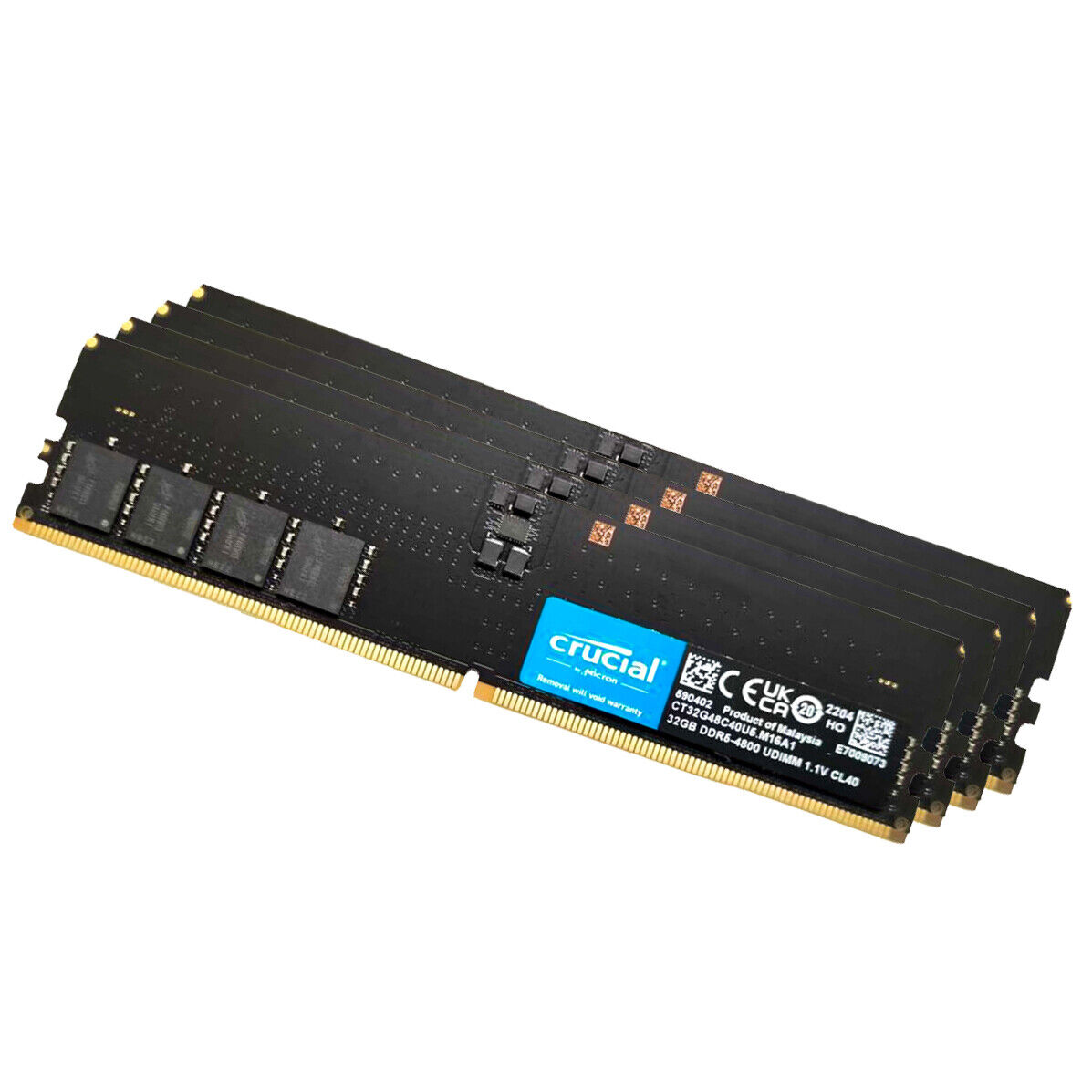 Crucial 128GB DDR5 UDIMM PC5-38400 Kit (4 x 32GB) 4800MHz Desktop Memory RAM New