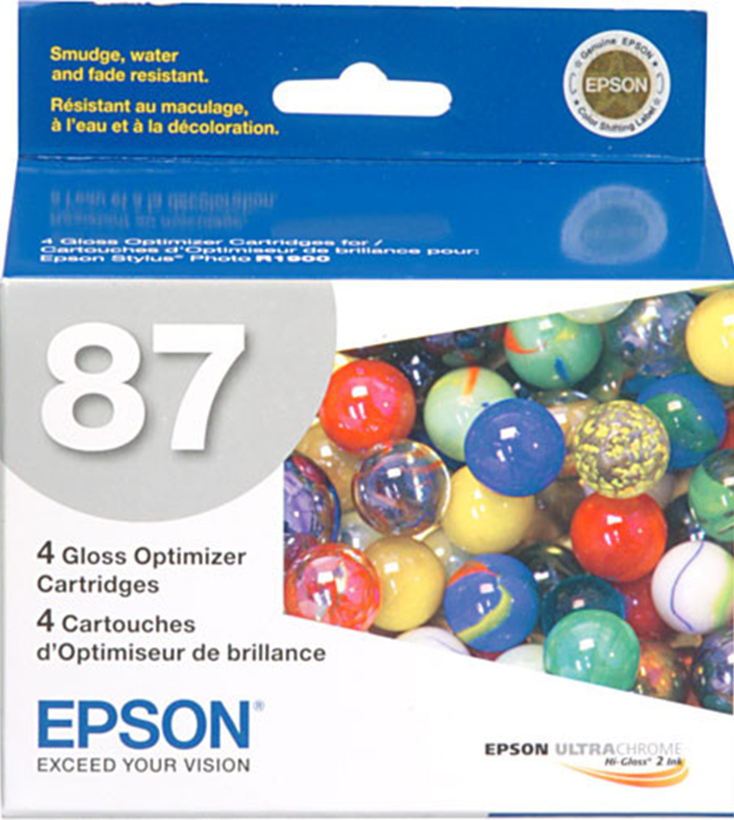 New Genuine Epson 87 Gloss Optimizer 4PK Ink Cartridges Stylus Photo R1900