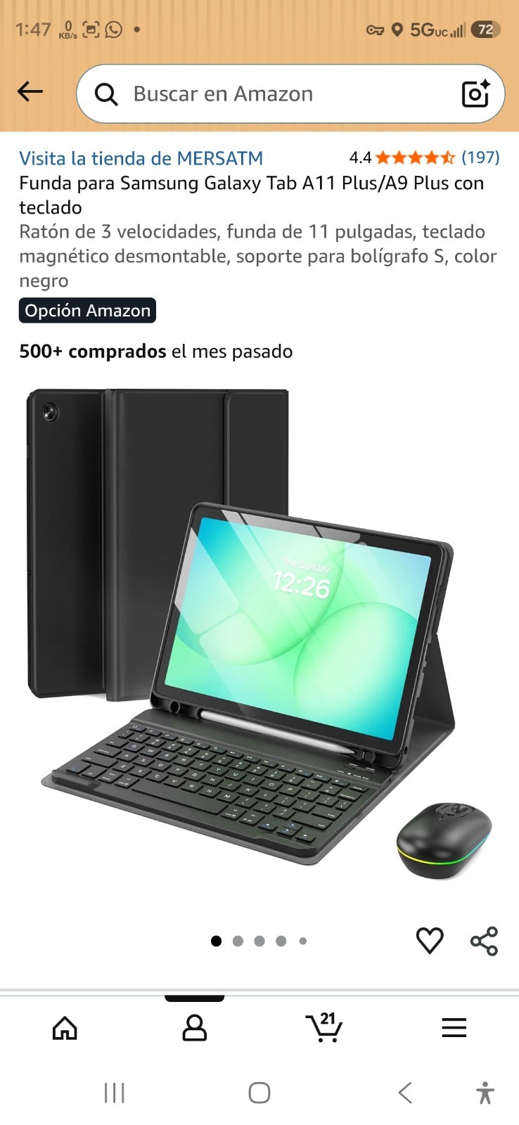 Funda para Samsung Galaxy Tab A11 Plus/A9 Plus con teclado