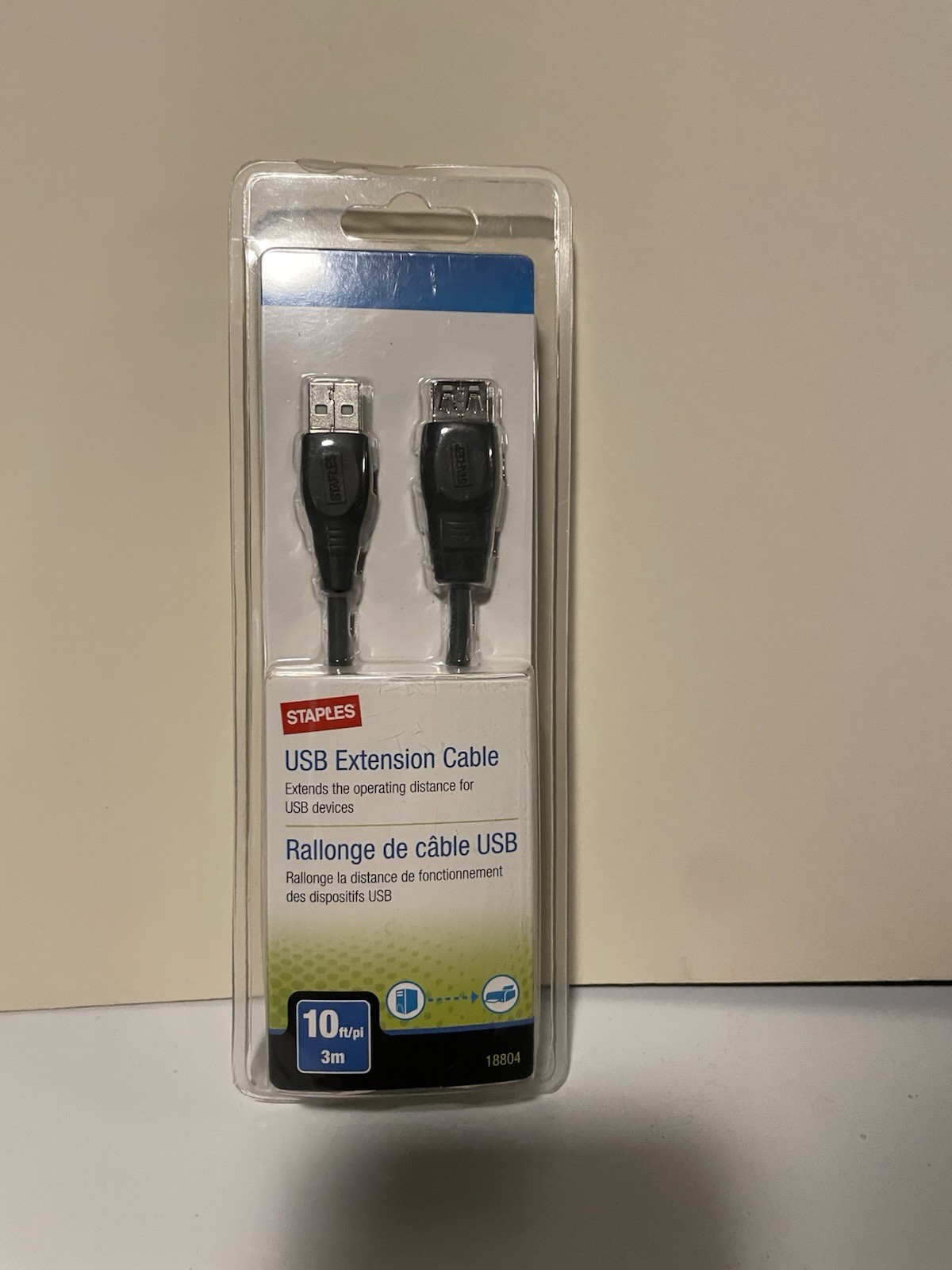 staples usb extension cable 10 ft/pl 3m, new sealed