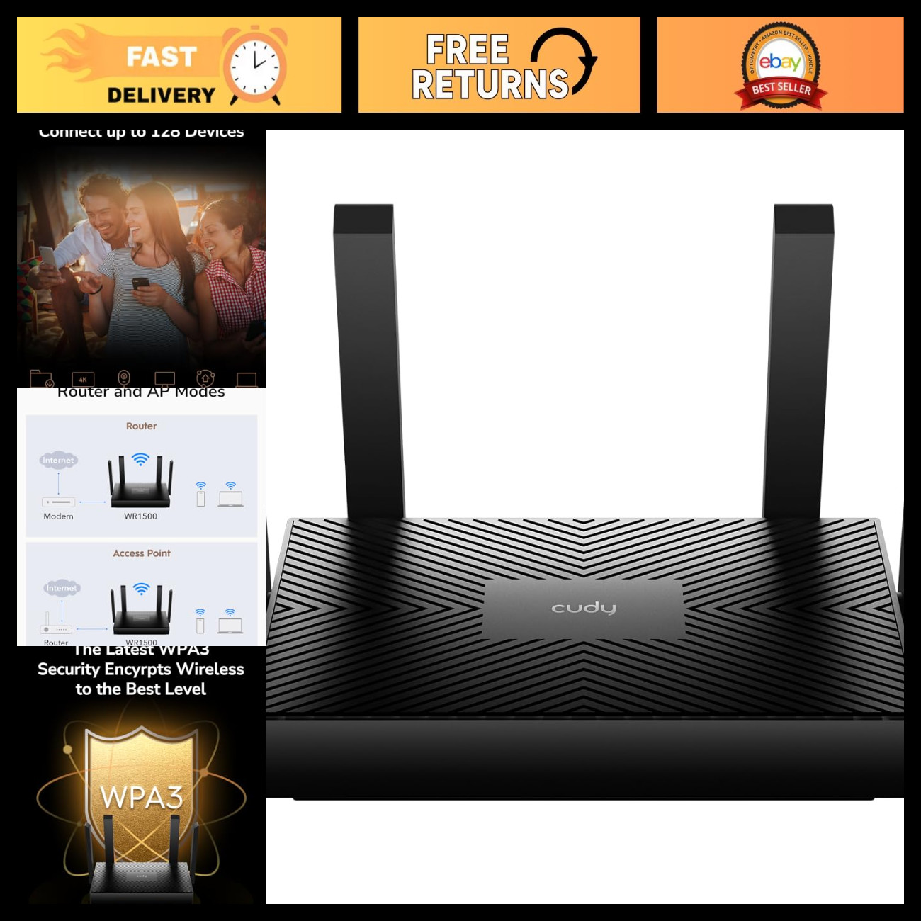 Gigabit Mesh Wi-Fi 6 Router AX1500, 4x Gigabit Ethernet, OFDMA, VPN Ready