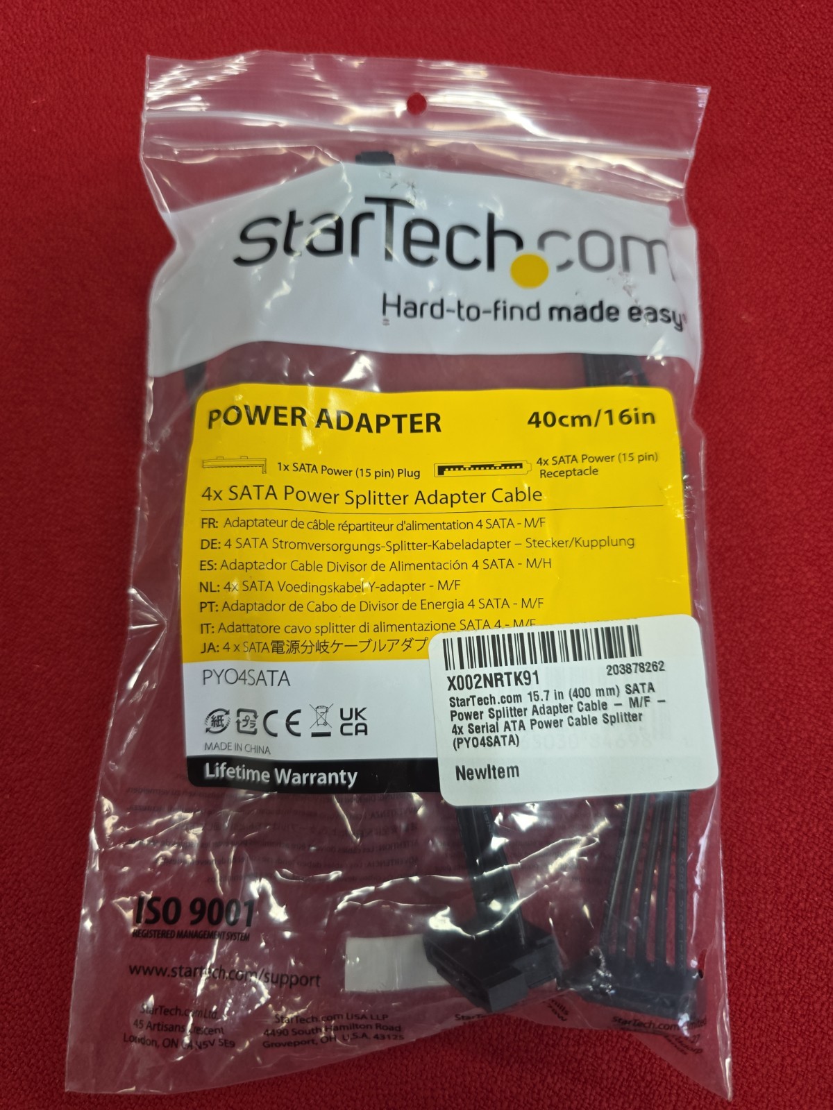 1X SATA to 4X SATA Power Splitter Adapter 15 PIN Cable Black 