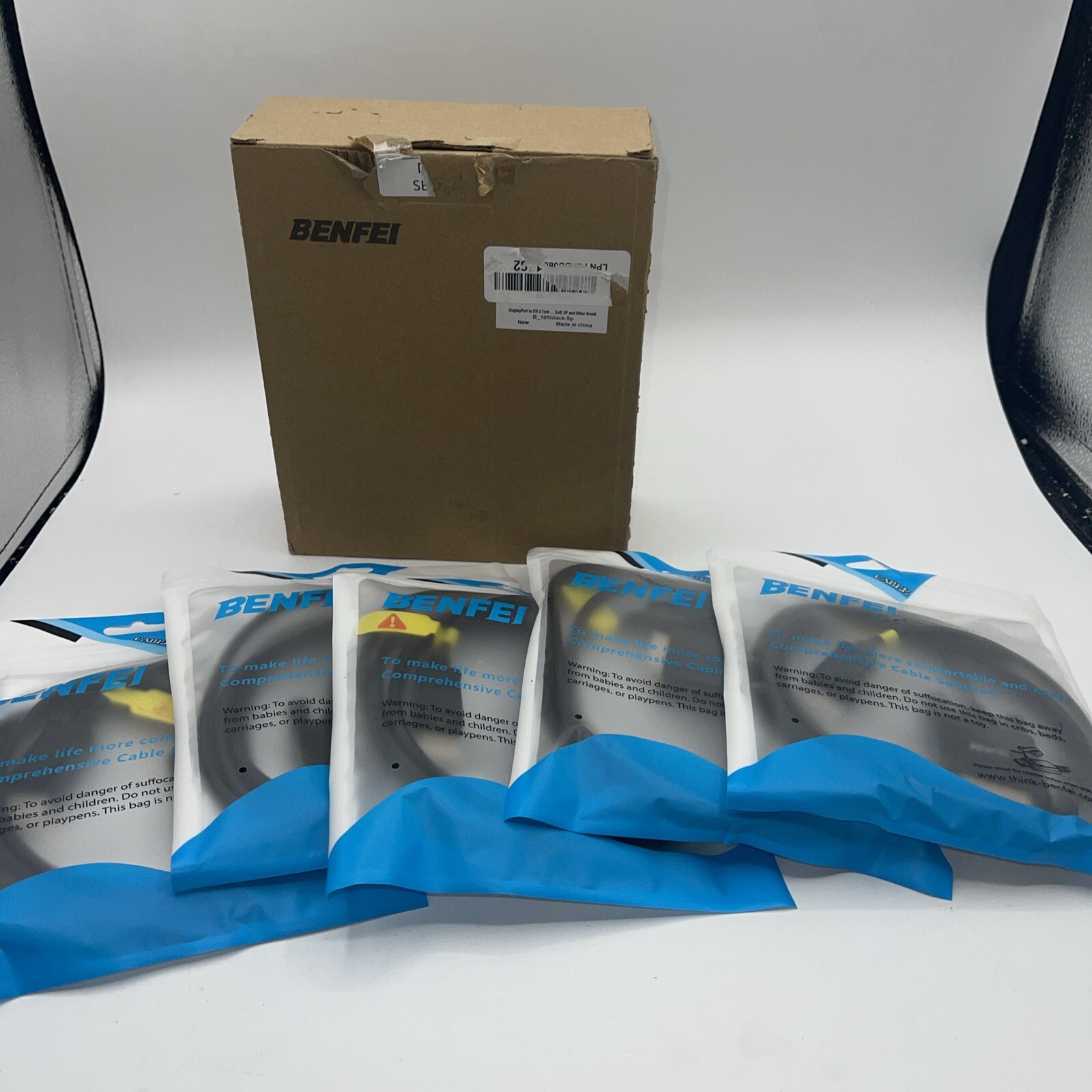 BENFEI Cable Display Port To DIVI 6Feet Long Set Of Five New