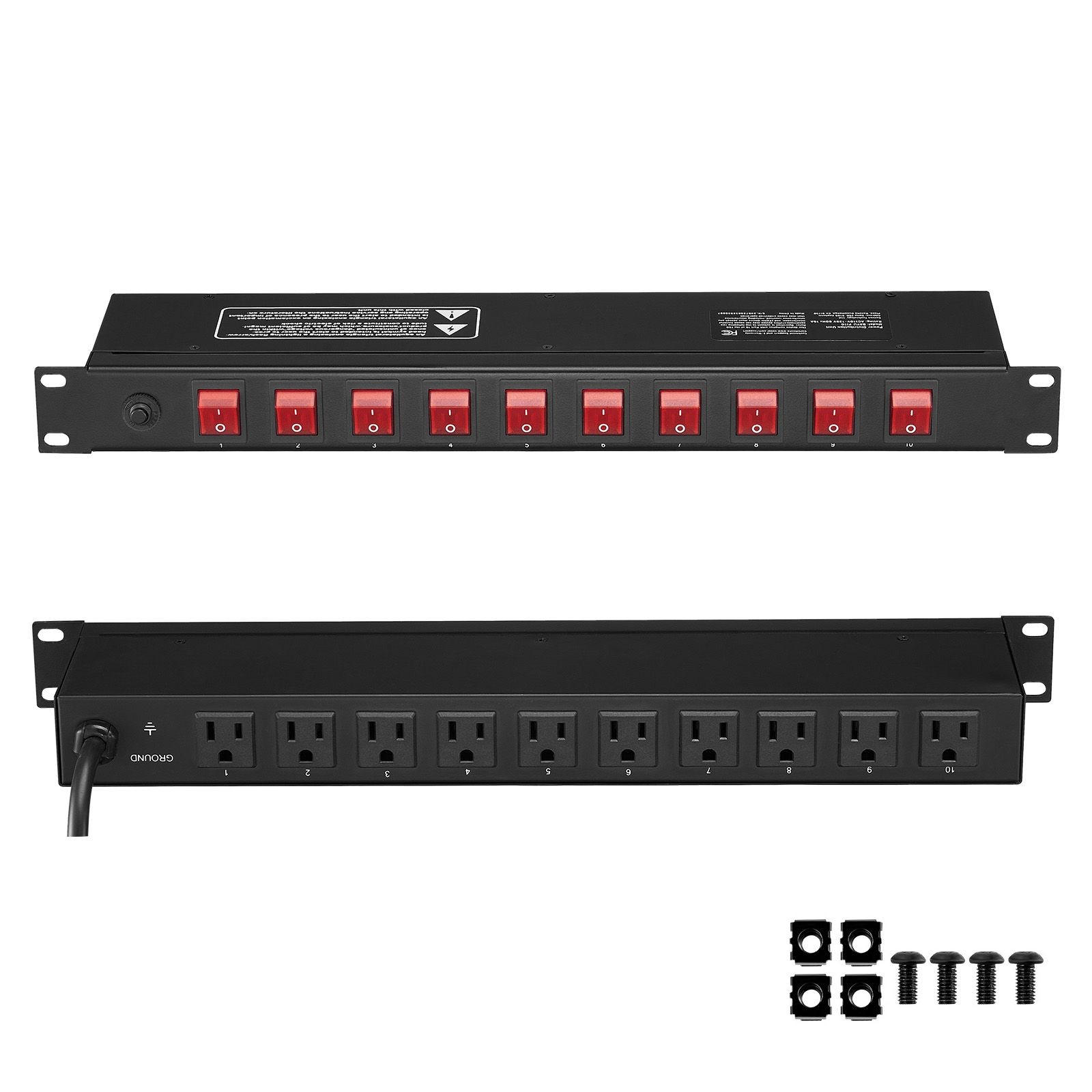 10-Outlet Rack Power Strip with Surge Protection for 19" Server Racks