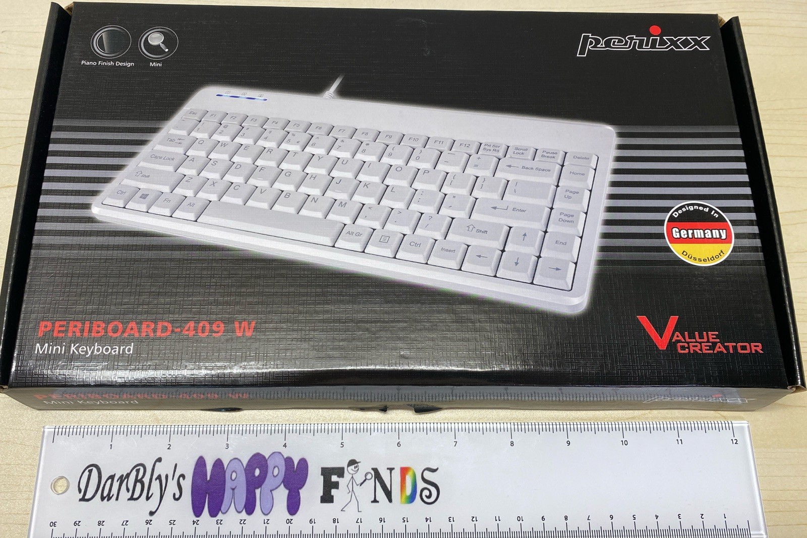 PERIBOARD-409PW Wired PS2 Mini Keyboard by Perixx - 12.36x5.75x0.79 inches WHITE