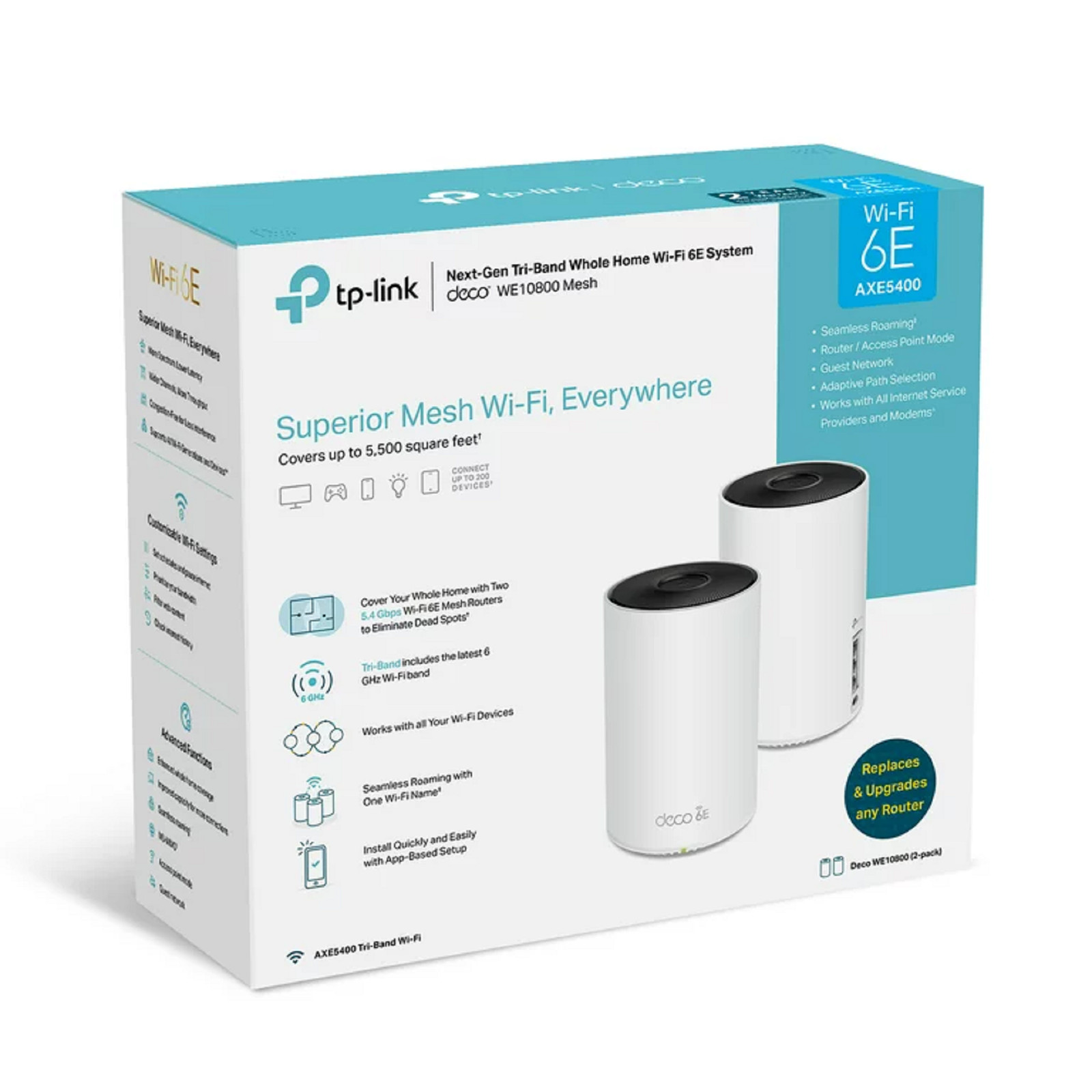 TPLink Deco WE108002pack WiFi 6E Whole Home Mesh Routers 6 Ghz Band G1N