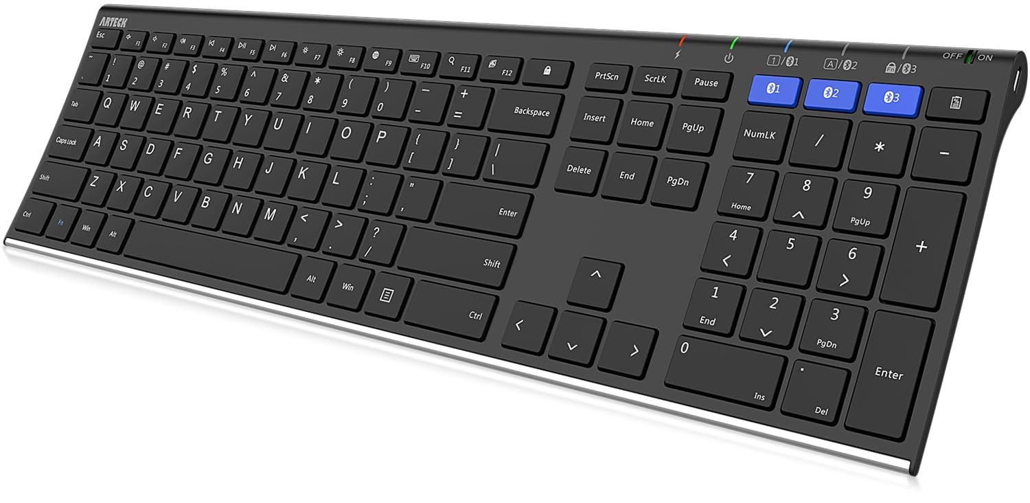 HB192 Universal Bluetooth Keyboard Multi-Device Stainless Steel Full Size Wir...