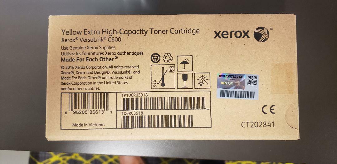 Genuine OEM Xerox 106R03918 Extra High Capacity Yellow Toner Cartridge C600 New