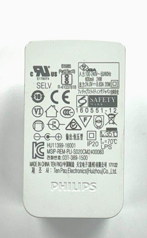 Genuine Philips Hue Lightstrip 24W Power Adapter With Prong - THICK Pin - 2.1mm