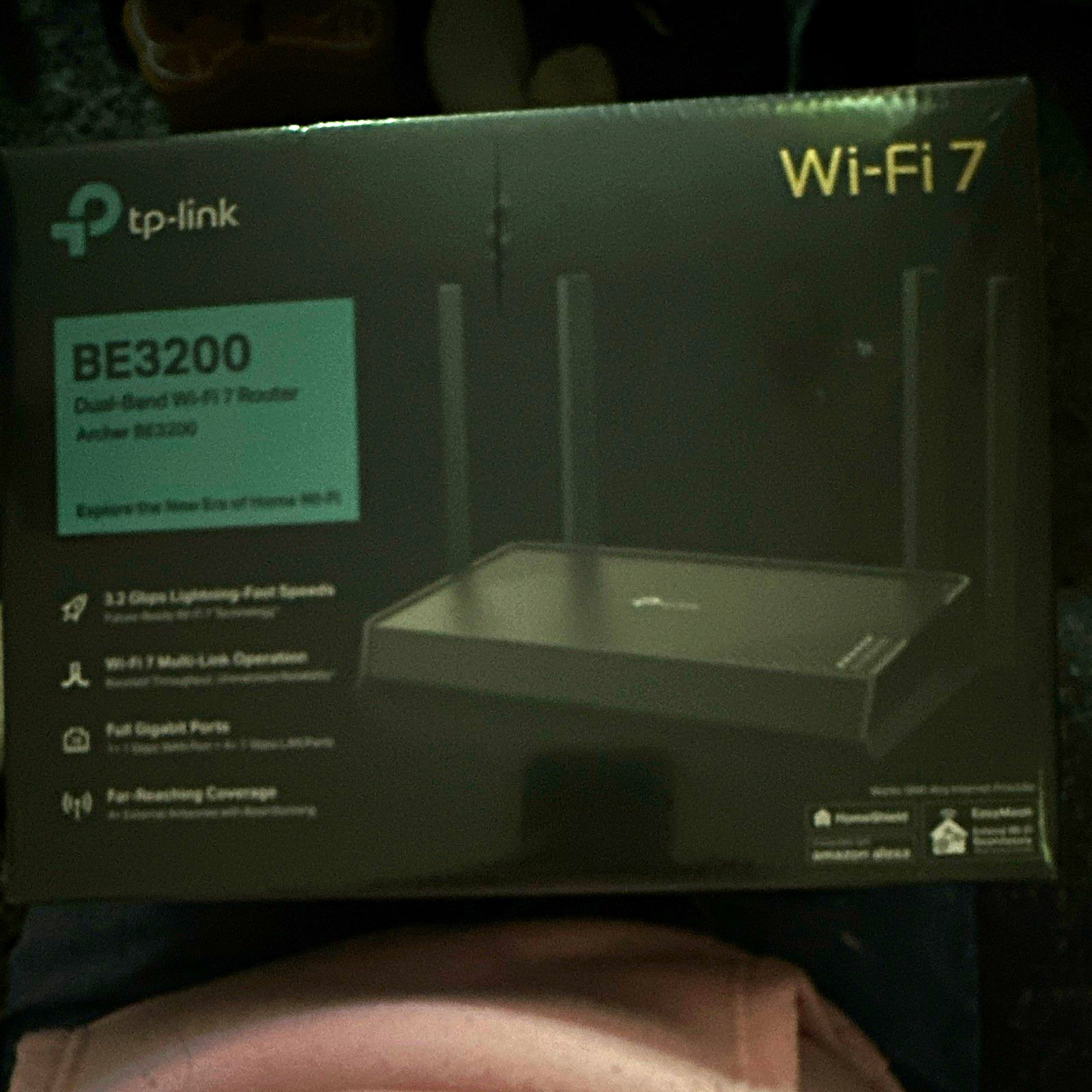 TP-LINK Archer BE3200 Wi-Fi 7 Dual-Band Router 3200 Mbps 4-Port VPN Black