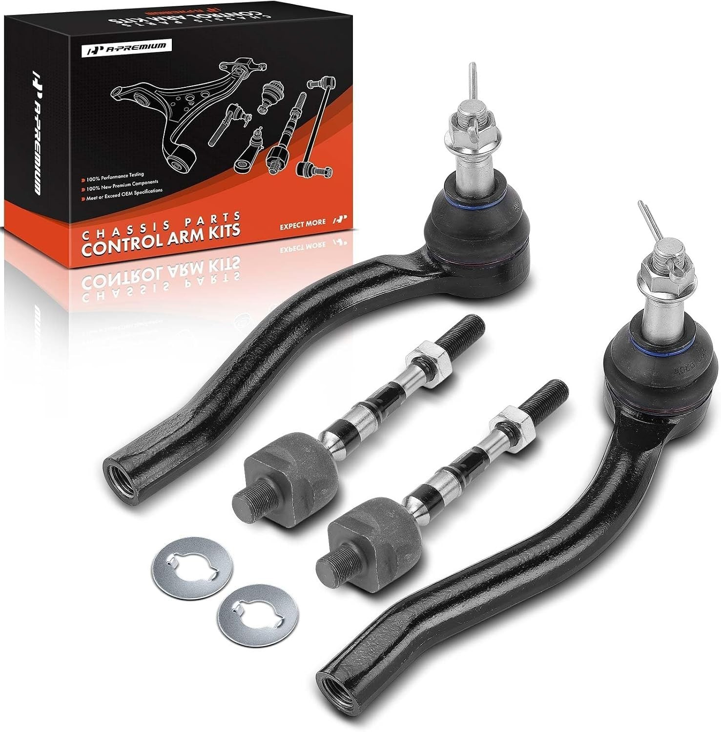 Set of 4, Front Inner & Outer Tie Rod End Kit, Compatible with Infiniti Q50