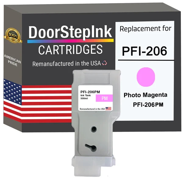 DoorStepInk Compatible Ink Cartridges For Canon PFI-206 Photo Magenta 300ml-USA
