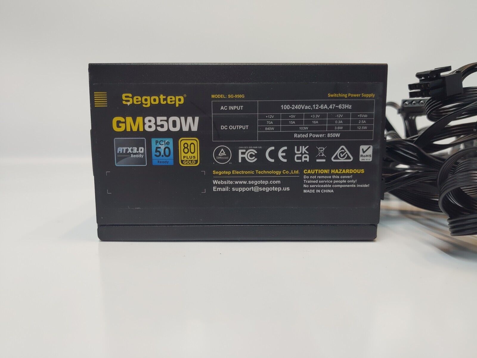 Segotep GM850 Power Supply 850W, PCIe 5.0 & ATX 3.0 Full Modular 80 Plus Gold