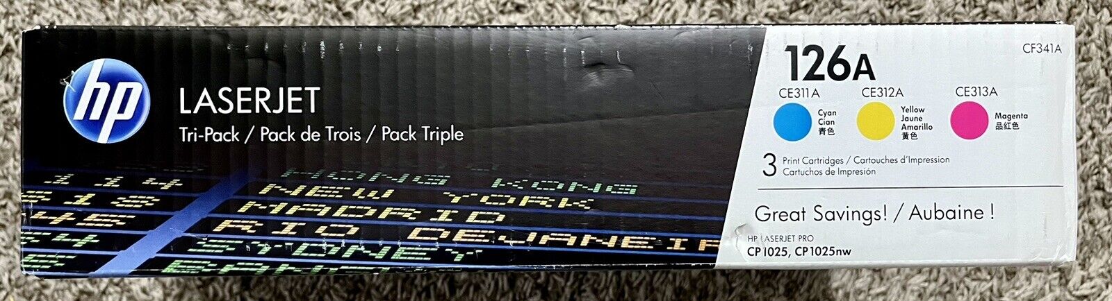 Genuine OEM HP 126A 3-Pack LaserJet Toner Cartridge Cyan Magenta Yellow NEW NIB