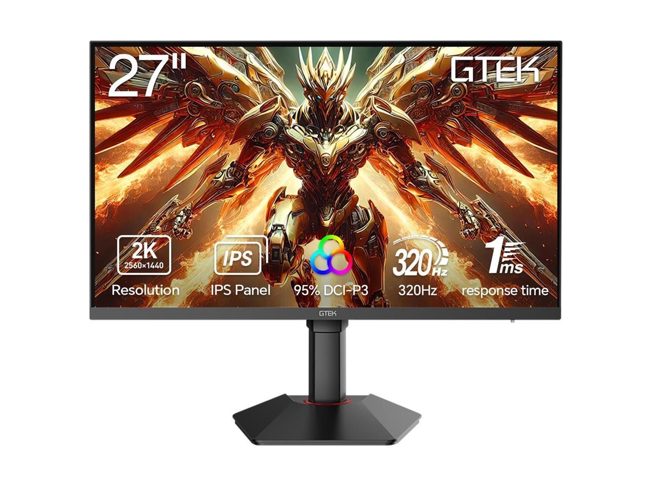 GTek 320Hz Gaming Monitor, 27 Inch Frameless Display 2K QHD 2560X1440P Fast IPS