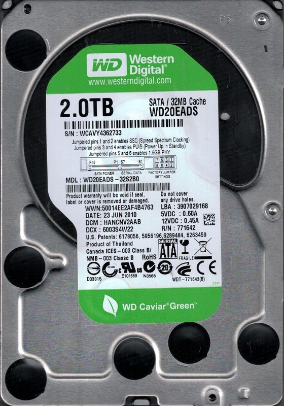 WD20EADS-32S2B0 DCM: HANCNV2AAB Western Digital 2TB