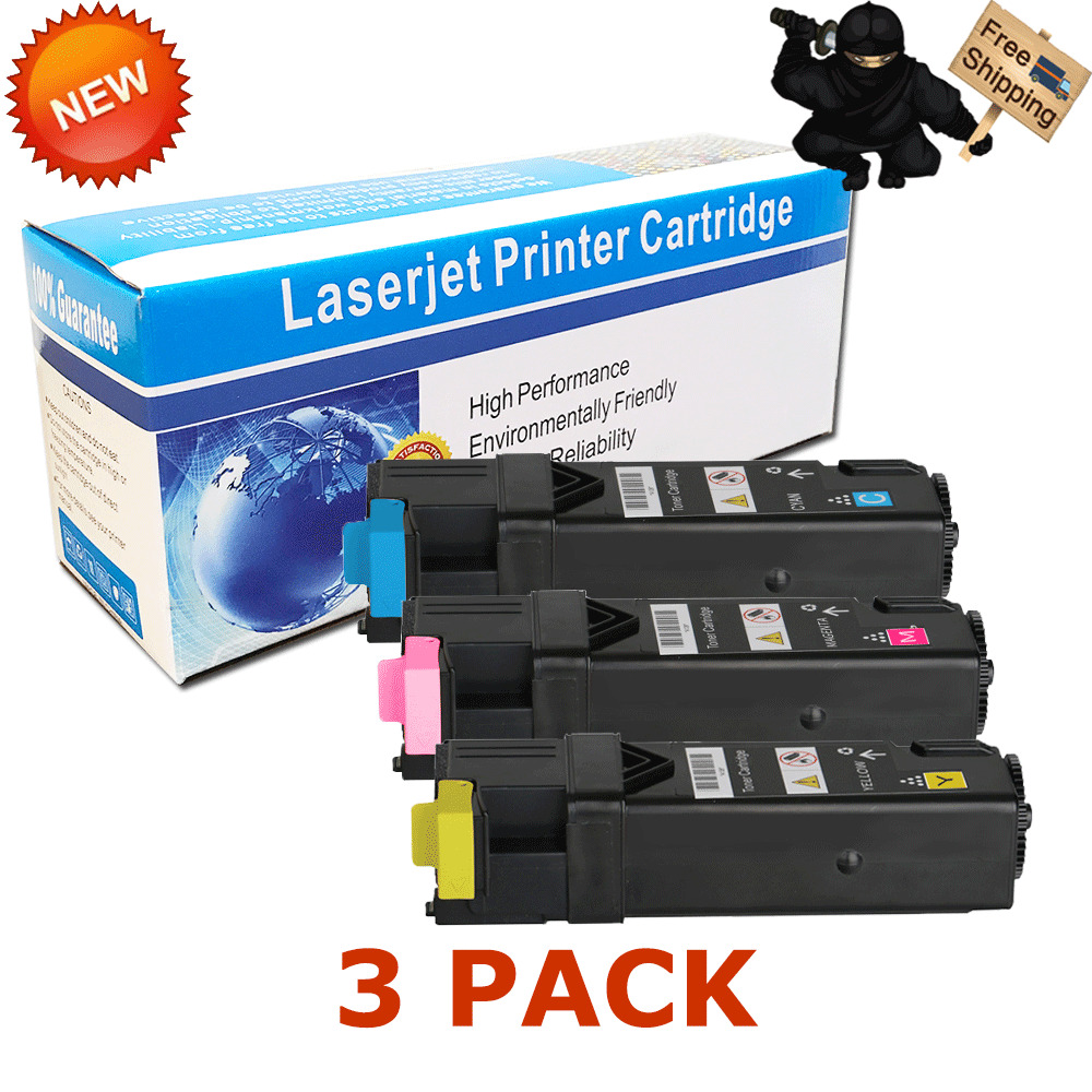 3 PK Color Toner Cartridge Set for Dell 2130 Dell 2135 Dell 2130cn Dell 2135cn
