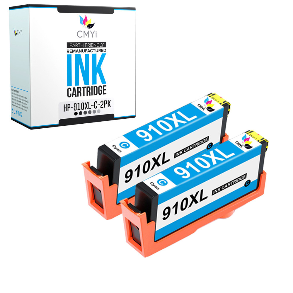2PK Compatible HP 910XL Cyan Ink Cartridge for OfficeJet Pro 8024 8025 8026 8028