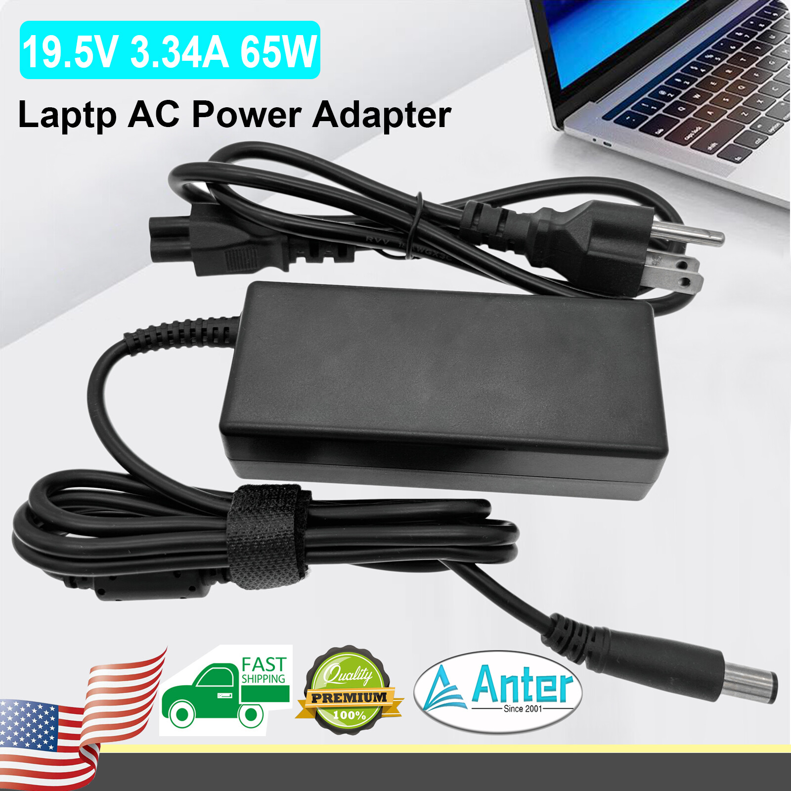 65W AC Adapter Charger For Dell Inspiron Chromebook 11 3181 2-in-1 Power Cord