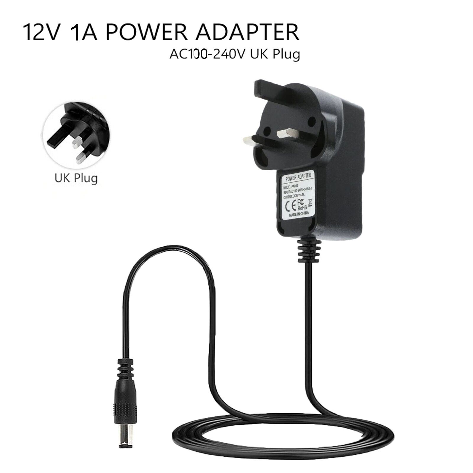 12V 1A AC/DC Power Supply Charger Switching Adapter Converter  UK Plug