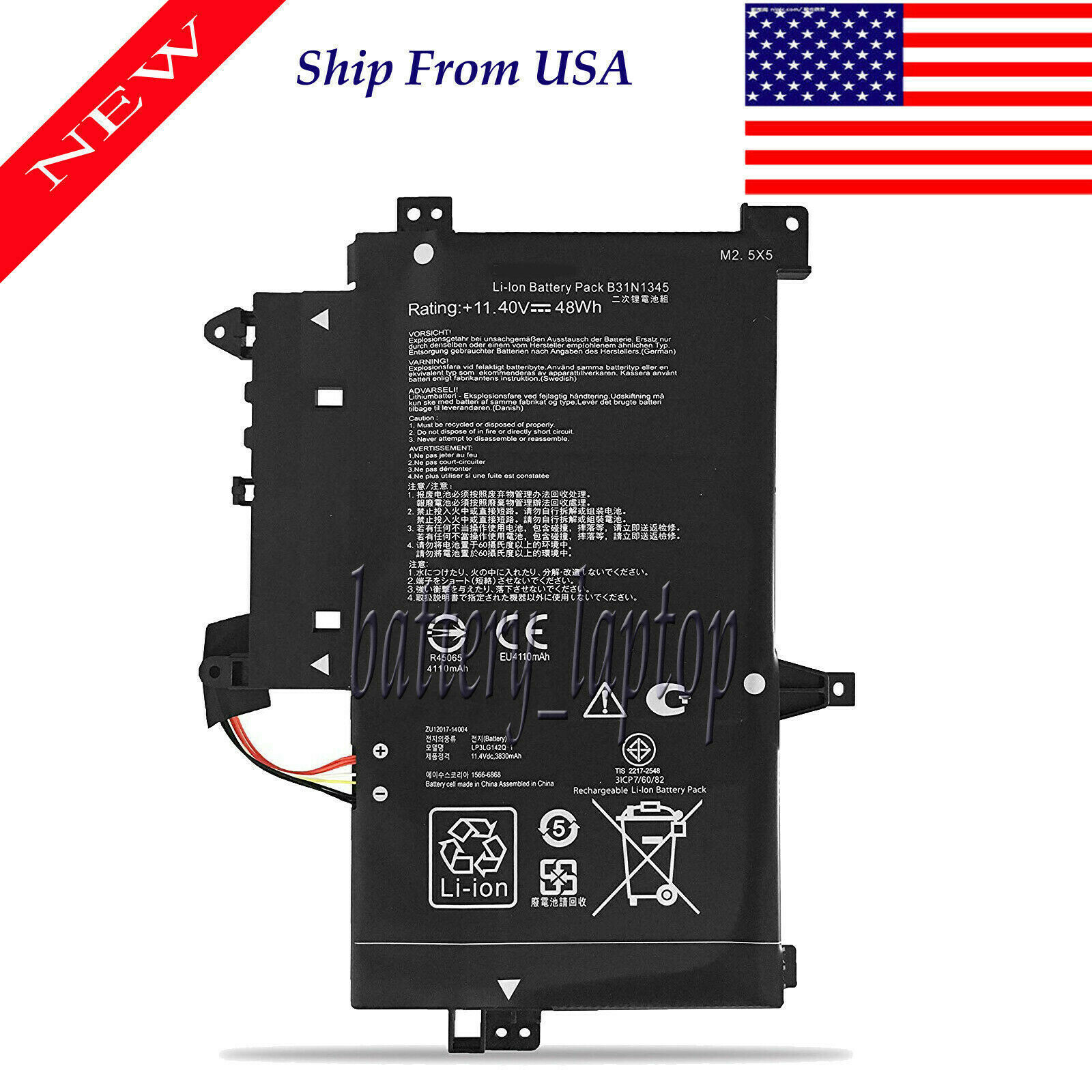 B31N1345 Battery For ASUS Transformer Book Flip TP500L TP500LA TP500LB TP500LN 