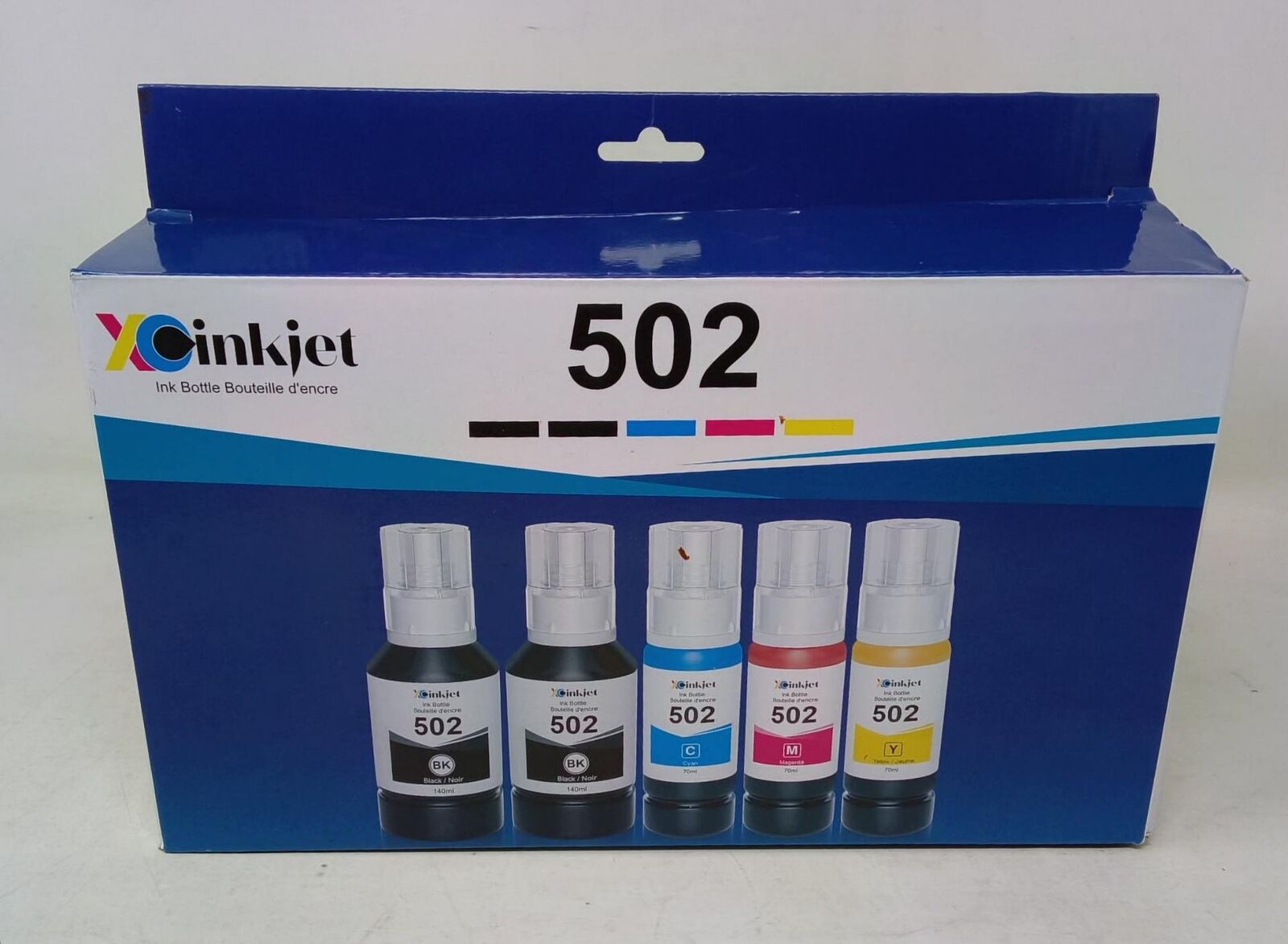 5 Piece Ink Bottle Replacement for Epson 502 - 2 Black, Cyan, Magenta, Yellow
