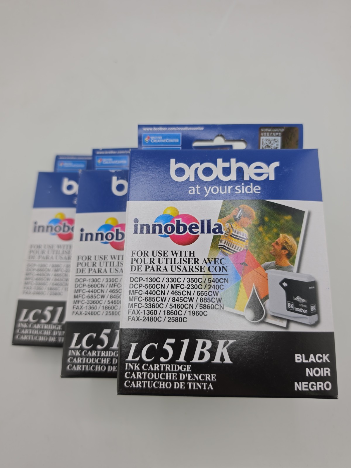 3-Pack Genuine Brother LC51BK Black Ink Cartridge OEM New Sealed EXP.2025