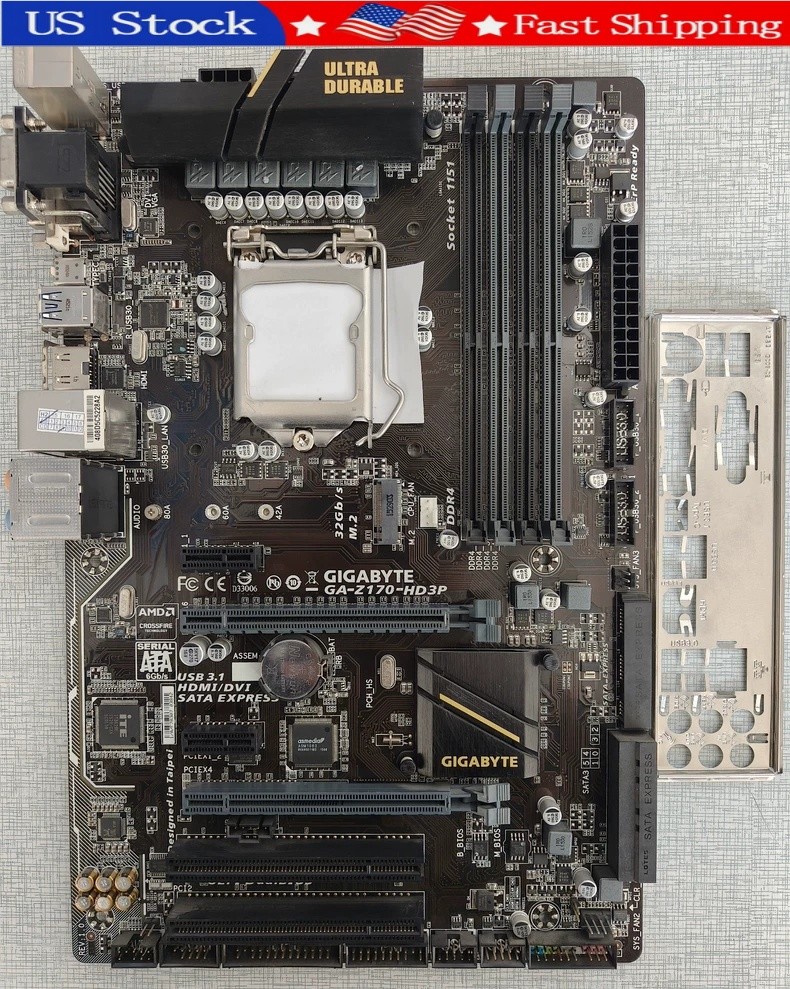 Used Gigabyte GA-Z170-HD3P ATX Motherboard LGA1151 Z170 DDR4 4 DIMM Slots