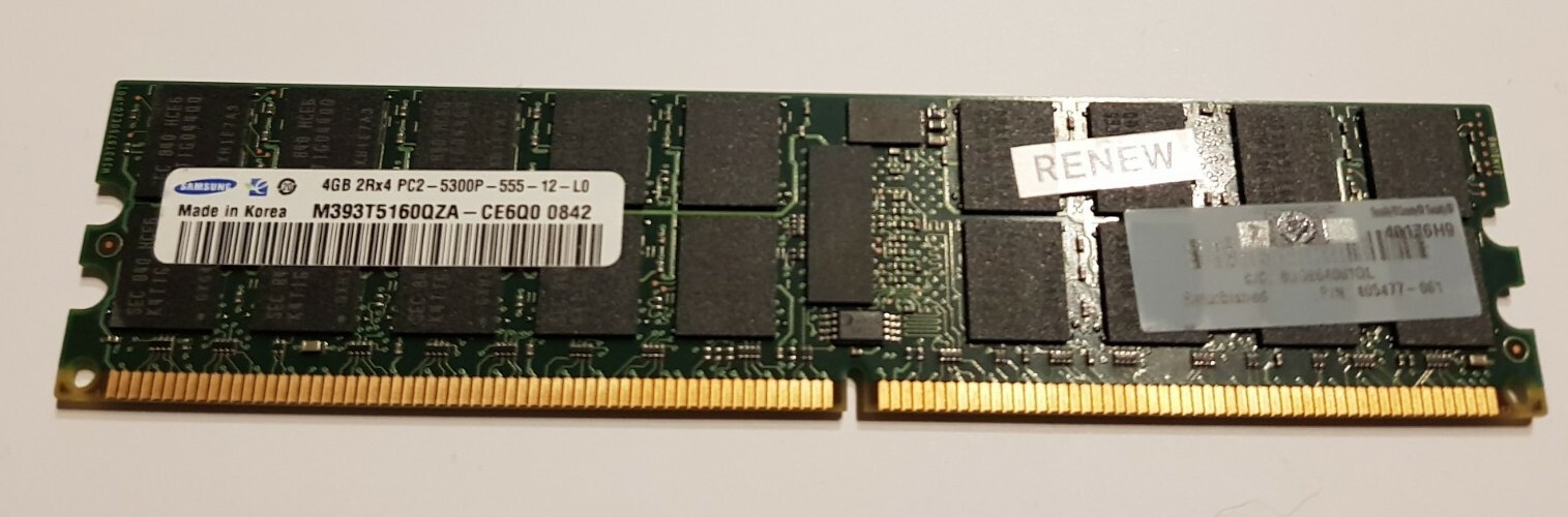 4x Samsung 4GB 2Rx4 PC2-5300P Unbuffered ECC 371-1901-01 Server RAM Refurbished