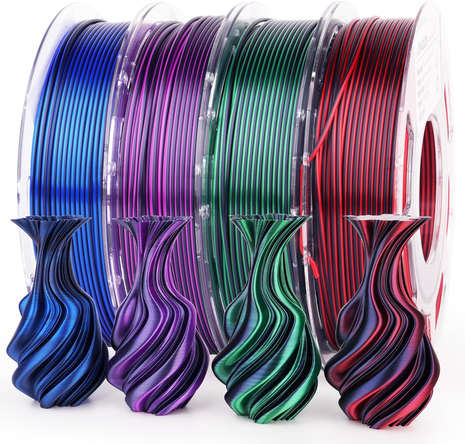 Silk PLA 3D Printer Filament Bundle, Shiny Dual Color PLA Filament 1.75Mm Pack,