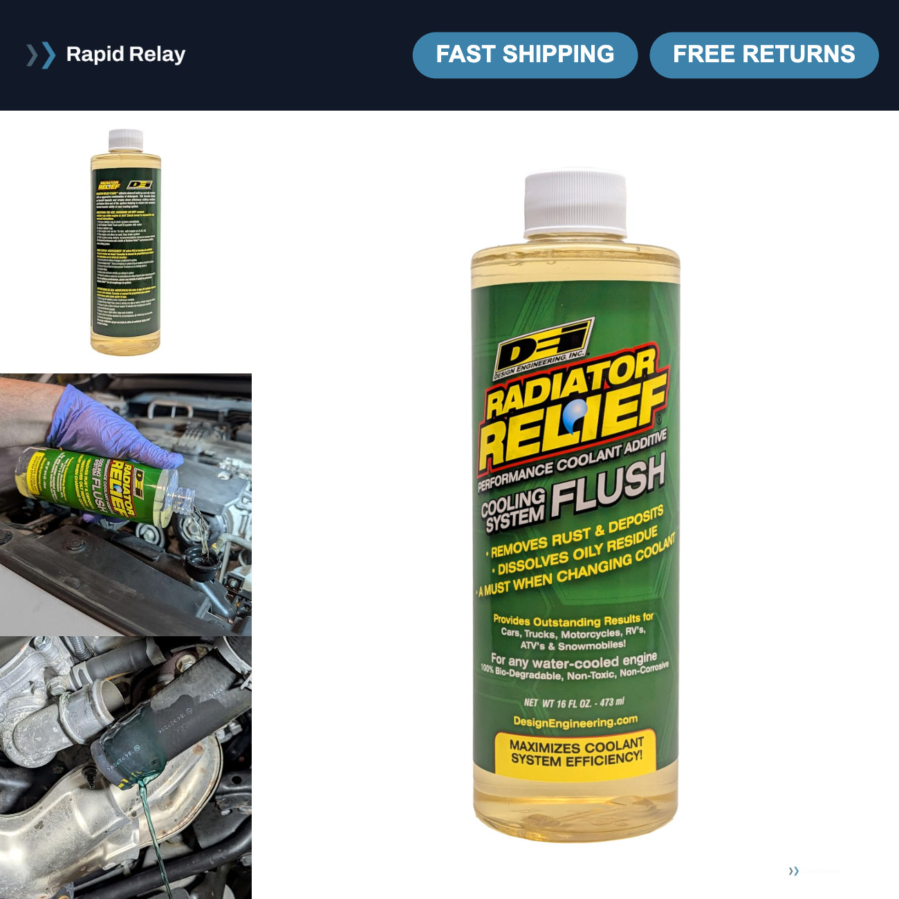 Cooling System Flush 16 oz - Radiator Relief, Engine Maintenance, Anti-Corrosion