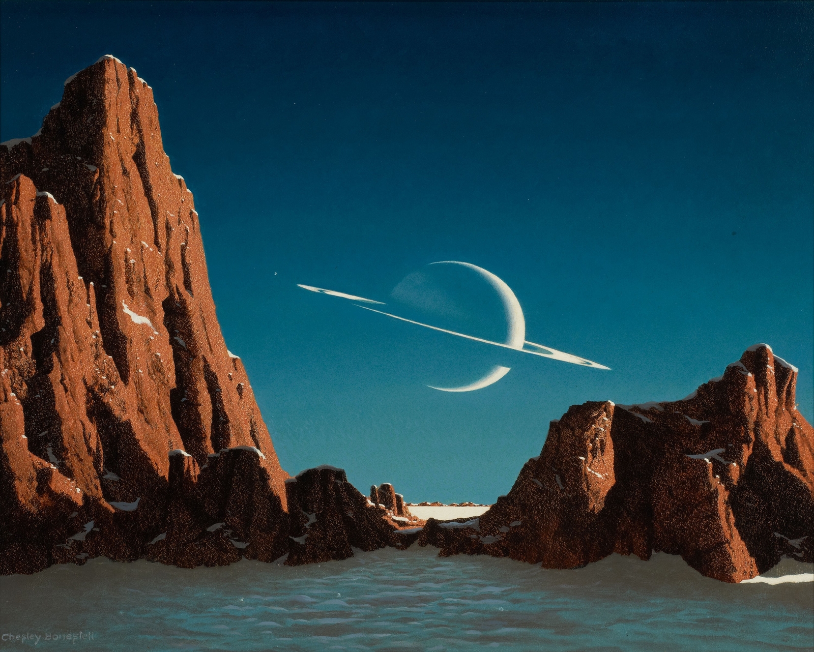 Landscape  space art planet planetary rings chesley Custom Gaming Mat Desk