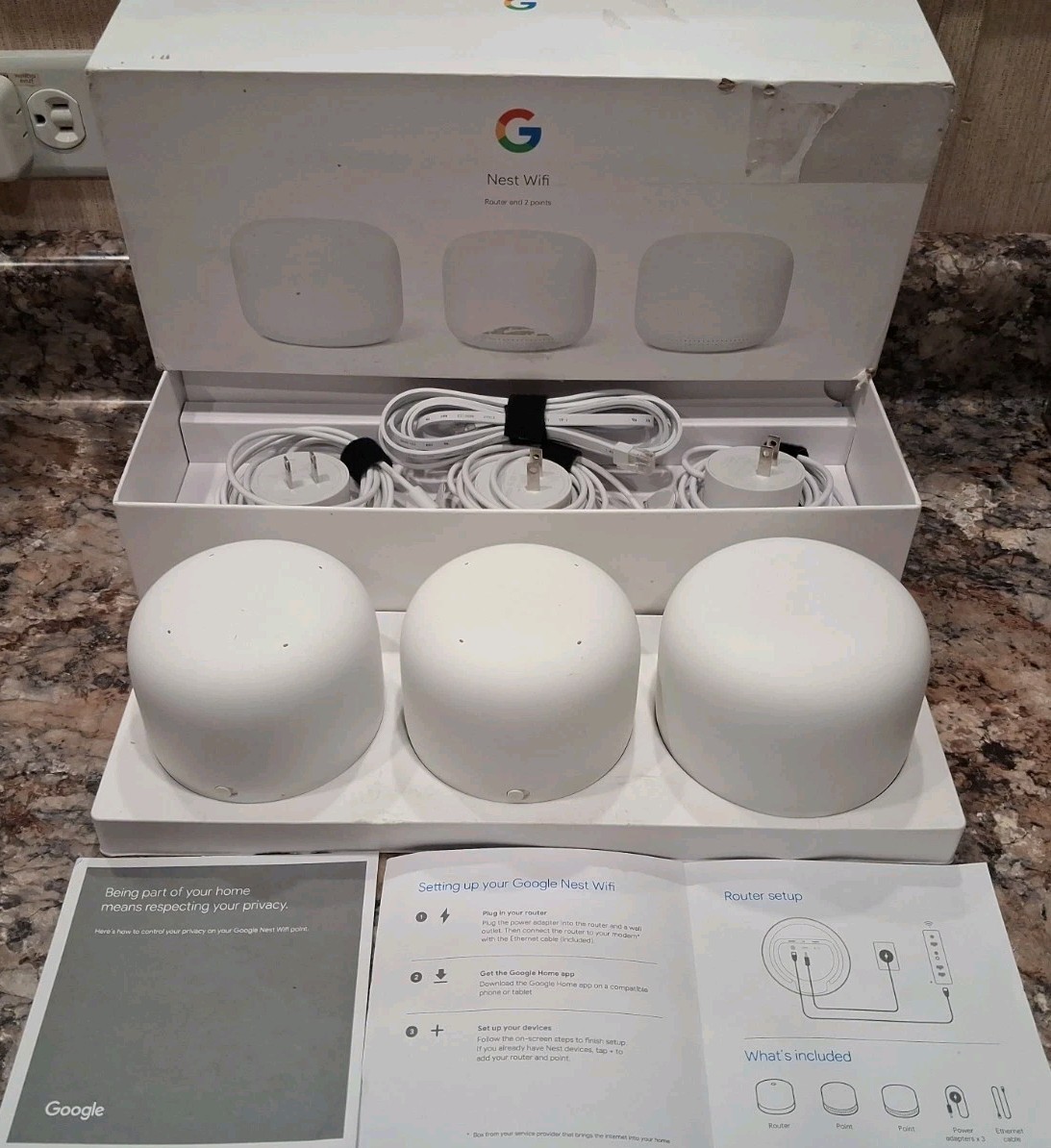 Nest Wifi Router and 2 Points Used Tested A+ condition Original Box Included 