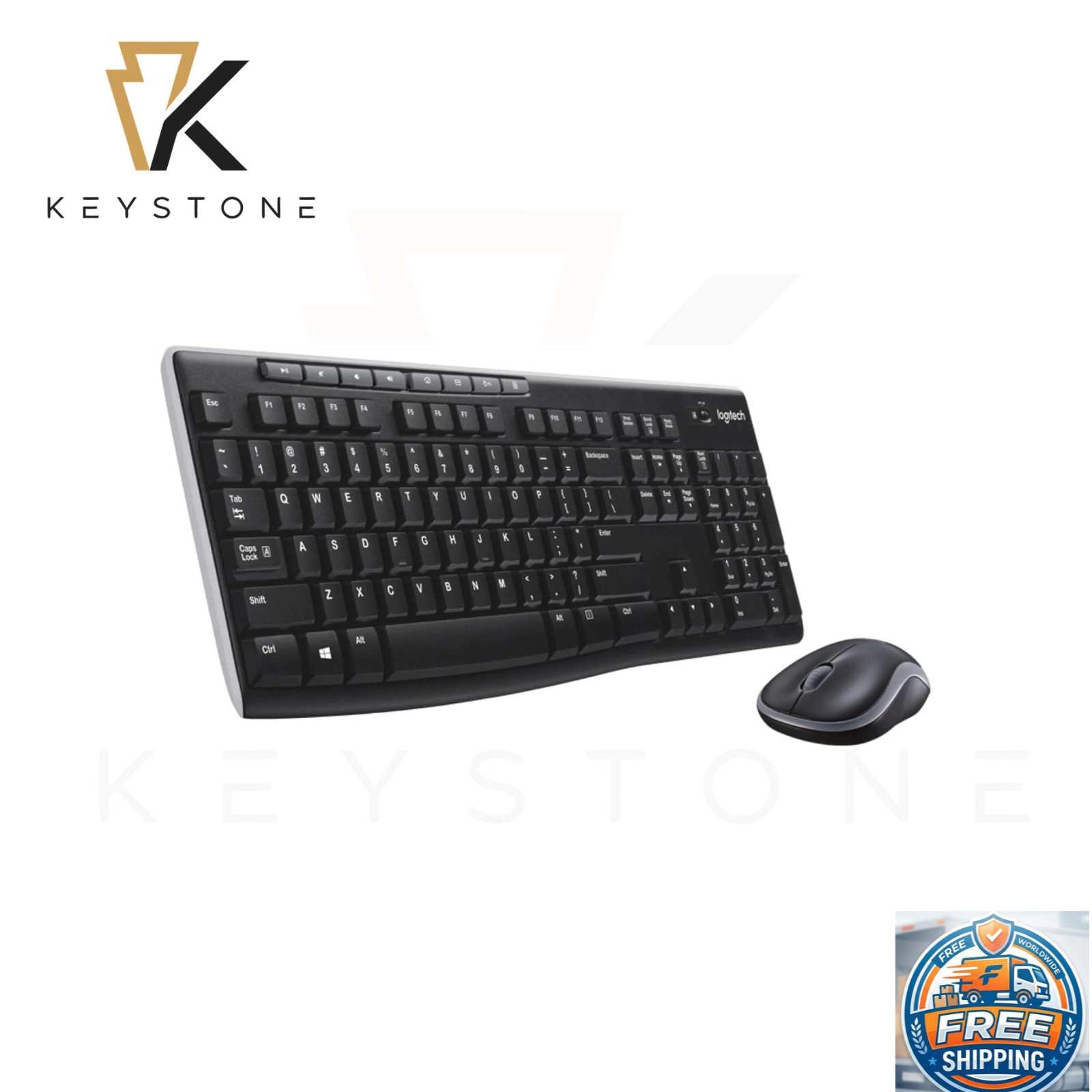 Logitech MK270 Full Size Wireless Keyboard and Mouse Combo - Black