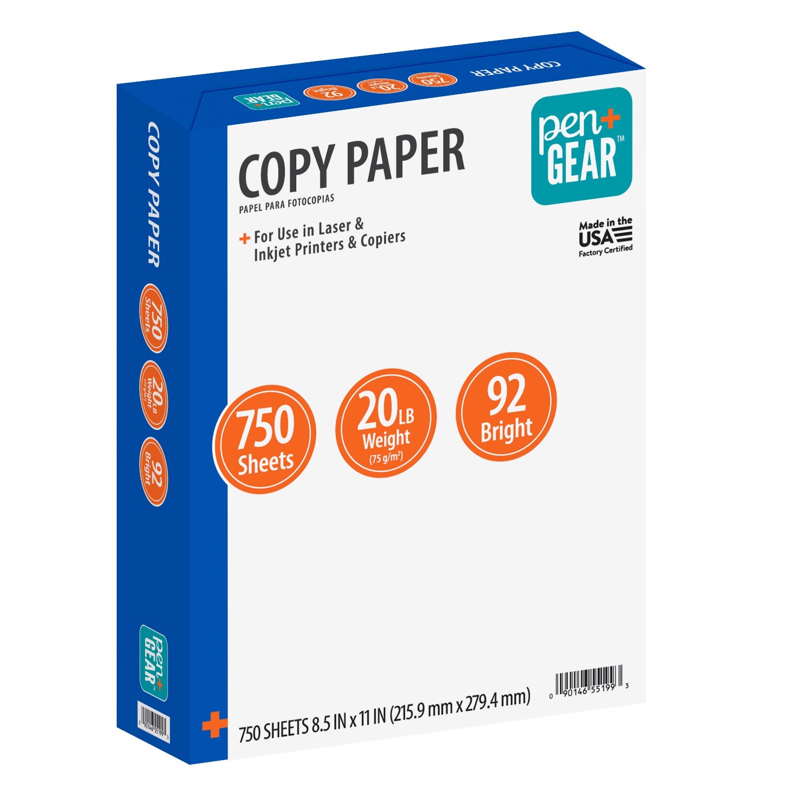 Pen+Gear Copy Paper 8.5x11 Copy Paper White Mega Ream Paper 92 Bright, 750 Sheet
