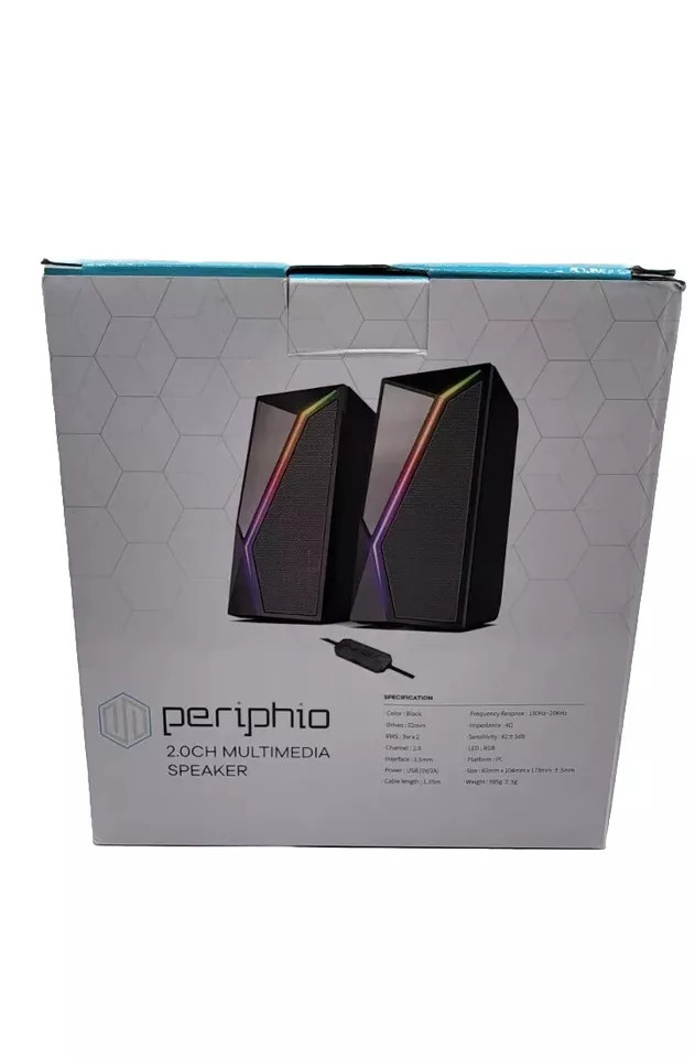 PERIPHIO 2.OCH MULTIMEDIA SPEAKERS, LAPTOP, PHONE SOUND SYSTEM, RGB LED -  BLACK