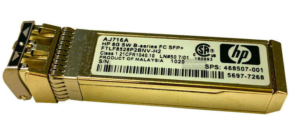 AJ716A I Genuine HP Fiber Channel SFP+ Module - 1 x Fiber Channel
