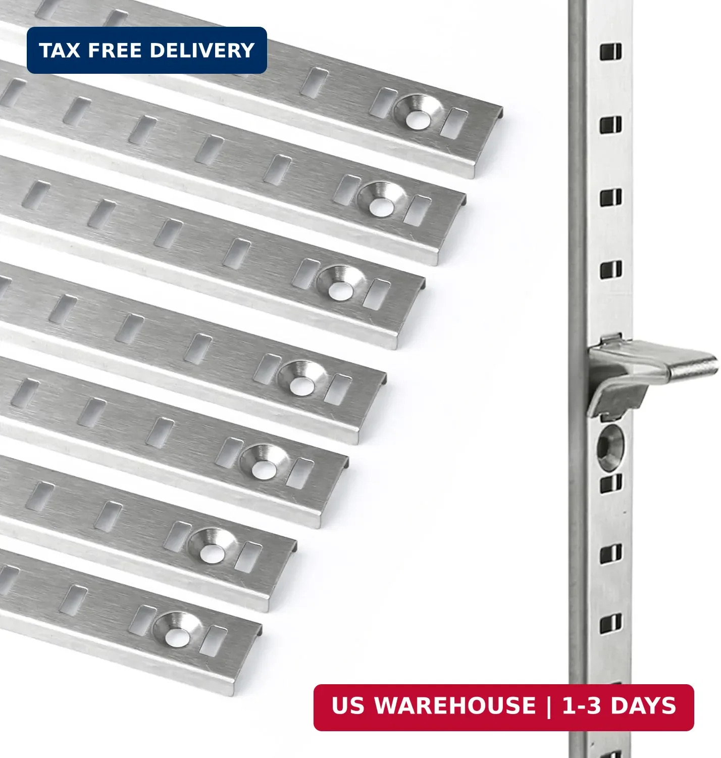 17Inch 8 Pcs Pilaster Shelf Brackets, Adjustable Mortise Mount Shelf Rails with