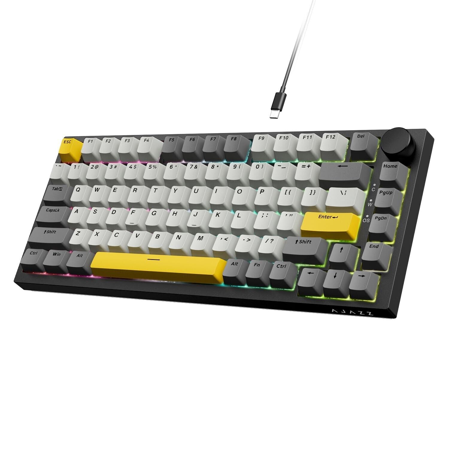 Hot Swappable Mechanical Keyboard 75% Percent,TLK Custom Wired Keyboard Gamin...