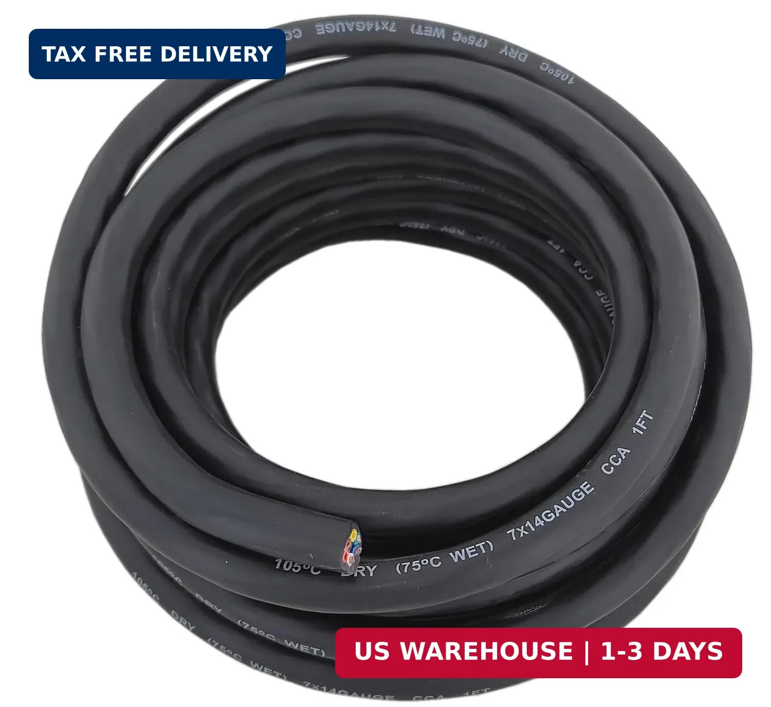 7 Way Trailer Wire Harness 14 Gauge Automotive Hook Up Cable Kit - 25 Feet