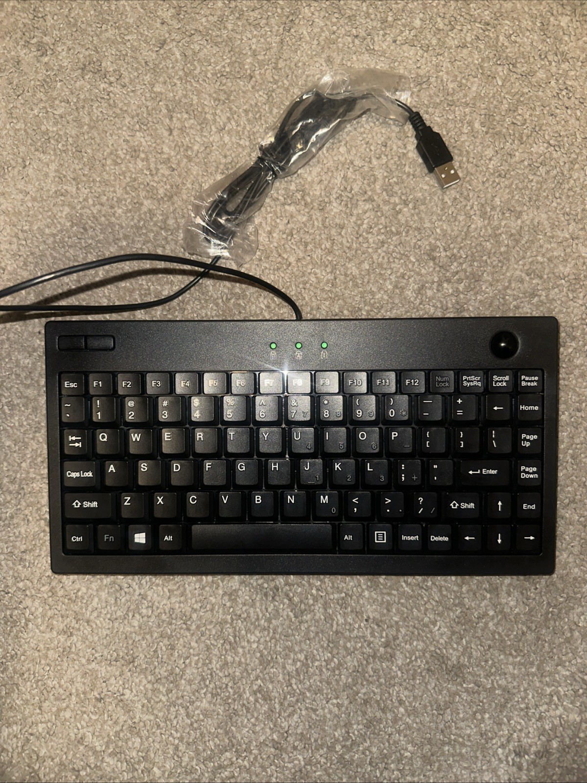 Adesso AKB-310UB SlimTouch 310 Mini Trackball Keyboard USB Wired Black New