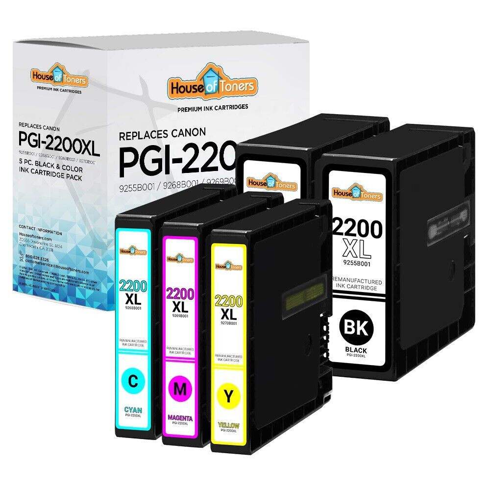 5pk PGI-2200XL PGI2200XL Ink Cartridges for Canon Maxify iB4020 iB4120 MB5020