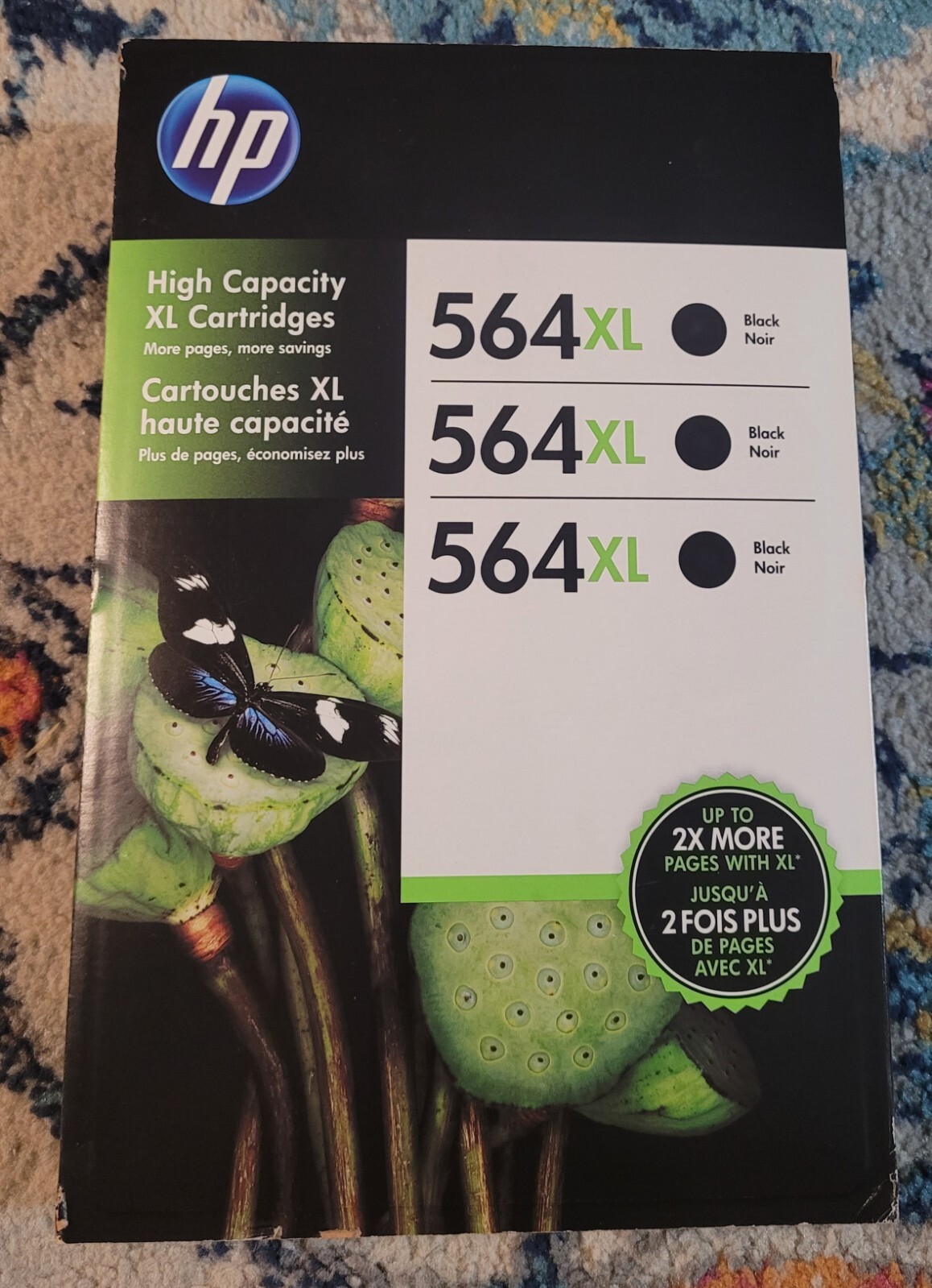HP 564XL NEW SEALED Genuine OEM Original Ink Cartridge Black 3 Pack Exp: 07/2016